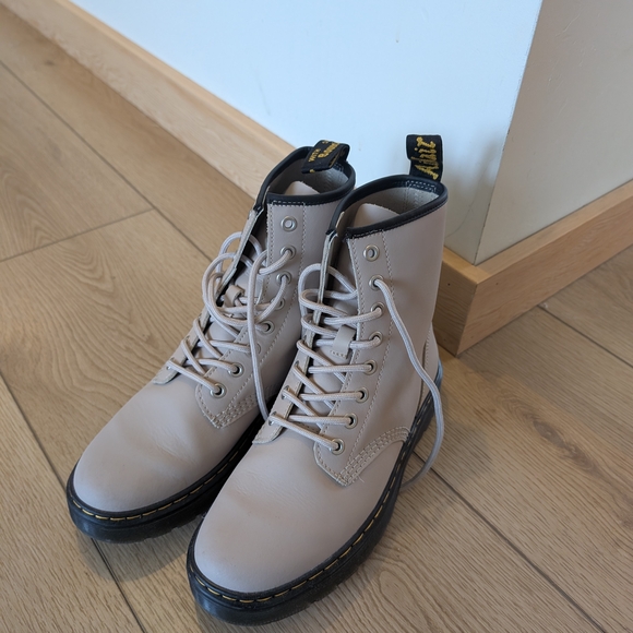 Dr. Martens Shoes - Dr. Martens Women's Light Gray Combat Boots